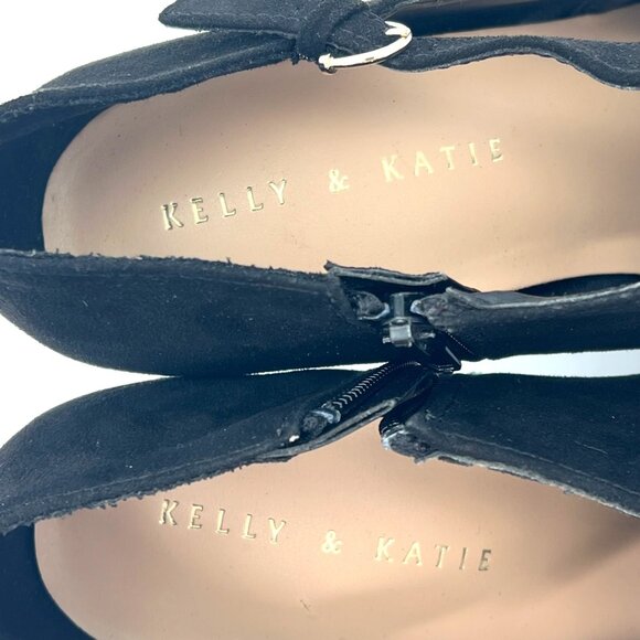 Kelly & Katie Black Chayse Almond Toe Side Cutout High Heels Womens 7M Zippered - Picture 5 of 16